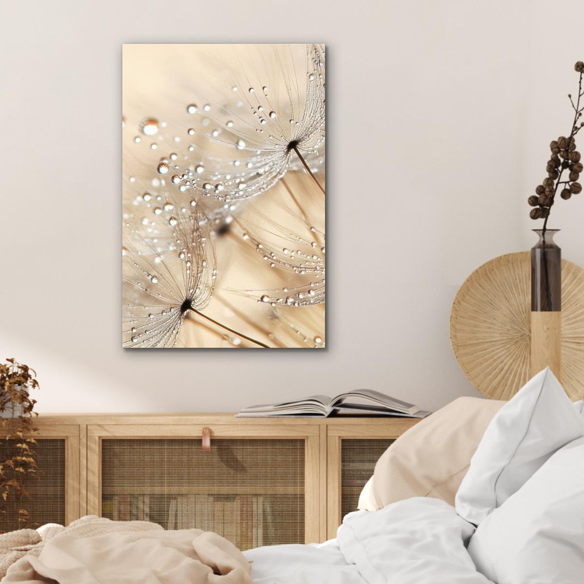 METALLBILD Löwenzahn - Abstrakt - Natur - Beige Deko Schlafzimmer 40x60 cm - Braun, Metall (40/60cm) - MuchoWow