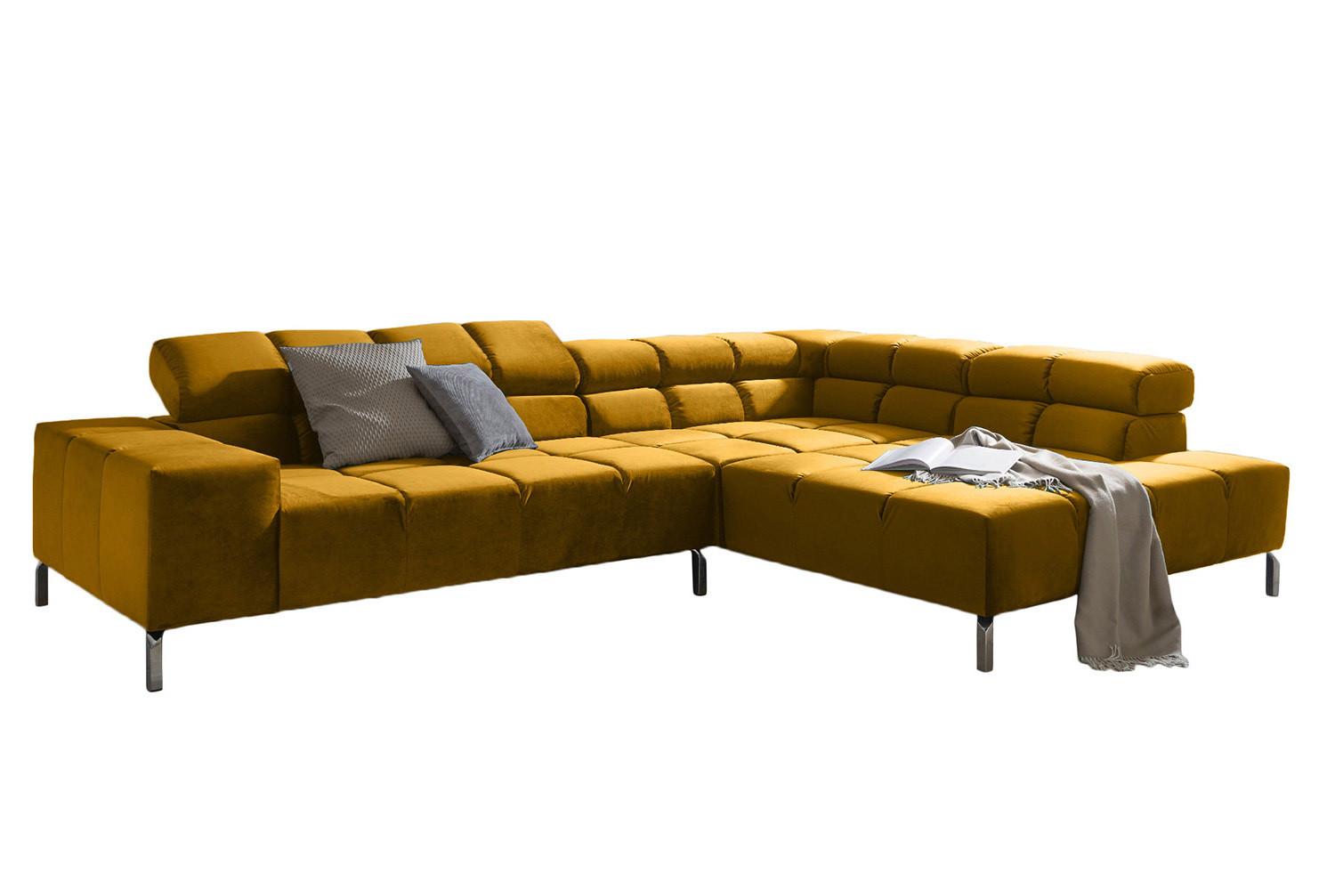 ECKSOFA NELSON Gelb Velvet - Currygelb/Gelb, Textil (321/216cm) - KAWOLA