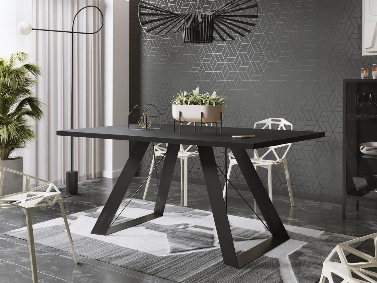 ESSTISCH Colter rechteckig ausziehbar, Schwarz 140-240/80/76 cm - Schwarz, Holzwerkstoff/Metall (80/240/76cm) - WFL GROUP