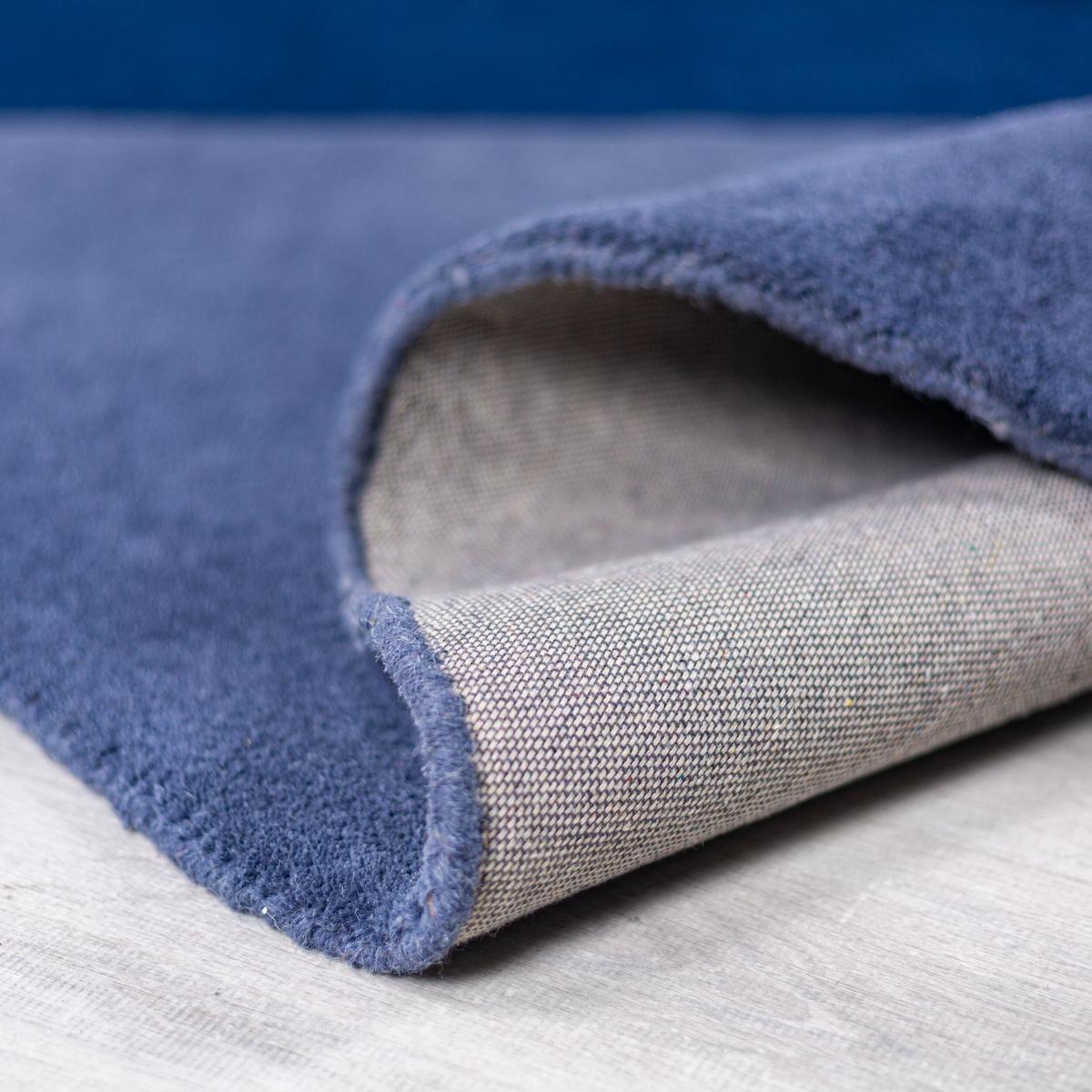 WOLLTEPPICH HALLEIN, geometrisch, Blau-Beige, Ø 150 cm - Blau, Textil (150/150cm) - KADIMA DESIGN
