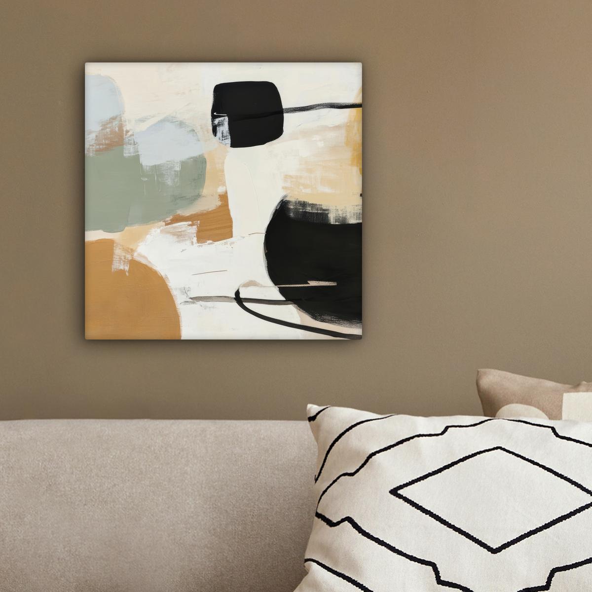 LEINWANDBILD Farbe - Abstrakt - Farben Deko Wohnzimmer 20x20 cm - Currygelb, Textil (20/20cm) - MuchoWow