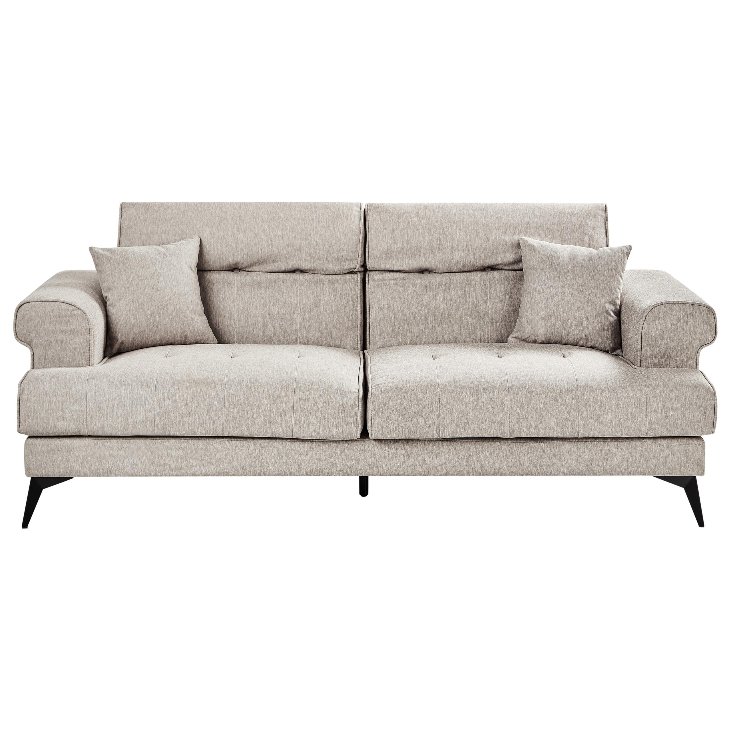 3-SITZER-SOFA Stoff Taupe Skive - Taupe, Textil (214/88/85cm) - Beliani