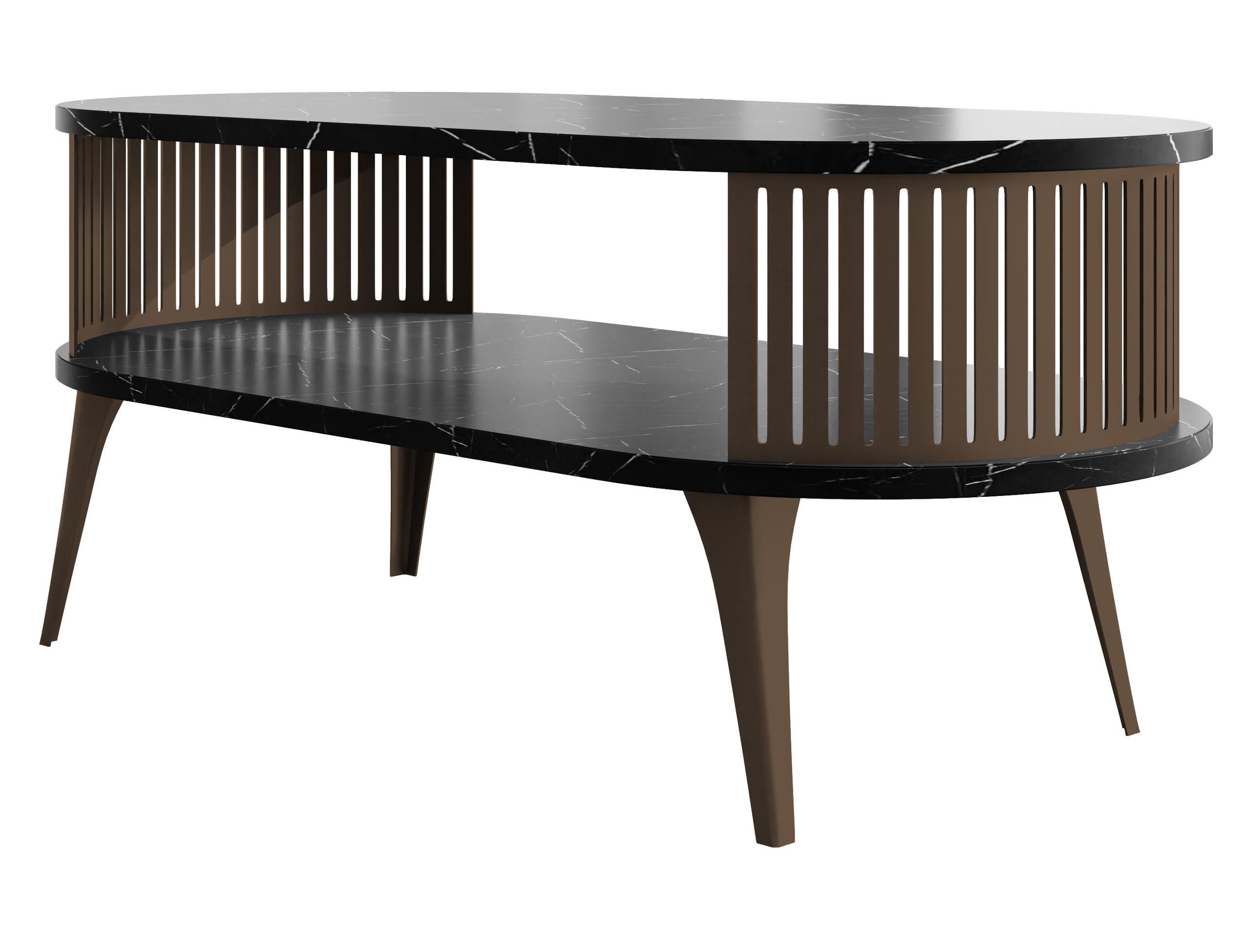 COUCHTISCH Roenni Oval Braun - Schwarz/Braun, Holzwerkstoff/Metall (100/50/44cm) - MIRJAN24