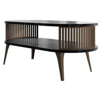 COUCHTISCH Roenni Oval Braun - Schwarz/Braun, Holzwerkstoff/Metall (100/50/44cm) - MIRJAN24