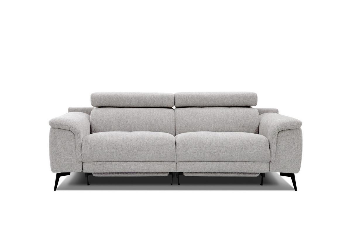 RELAXSOFA FIERO 3-Sitzer mit 2 Relaxfunktionen, hellgrau - Hellgrau/Schwarz, Holzwerkstoff/Textil (212/82/103cm) - Wozimo