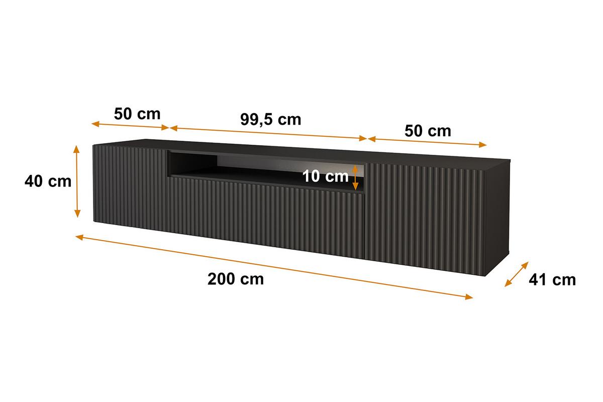 LOWBOARD NOA-2-W 200x40x41 cm - Schwarz - Schwarz/Weiß, Holzwerkstoff (200/40/41cm) - ALTDECOR