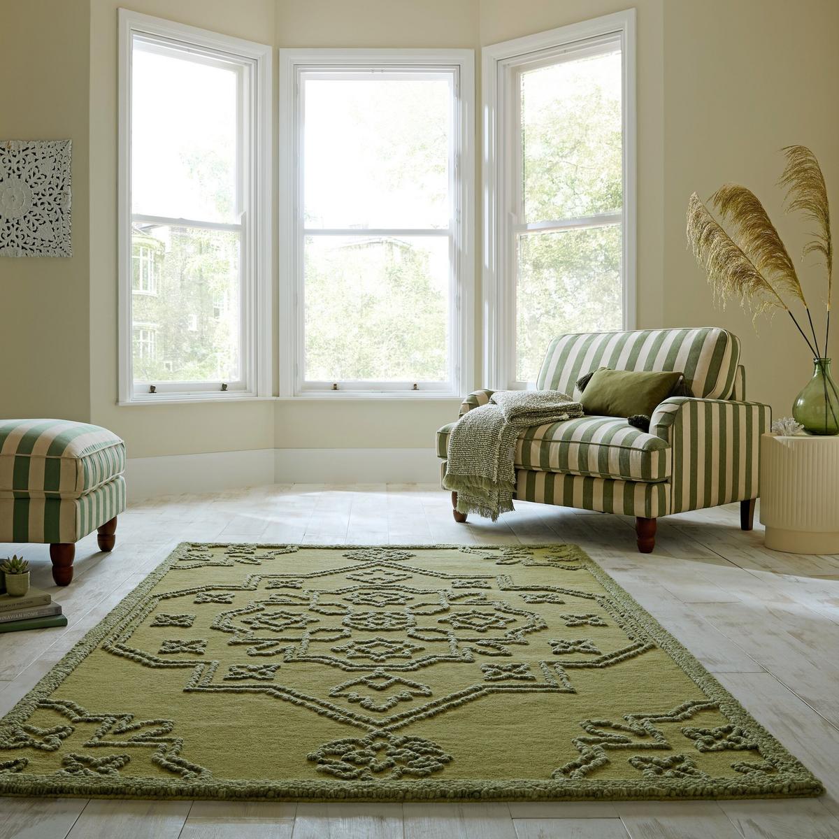 TEPPICH aus Wolle TINGIR in Grün, abstrakt, 140 x 200 cm - Grün, Textil (200/140cm) - KADIMA DESIGN