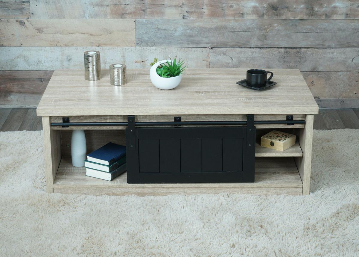 COUCHTISCH Buche Dekor, Schwarz - Buchefarben/Schwarz, Holz (60/120/44cm) - MCW