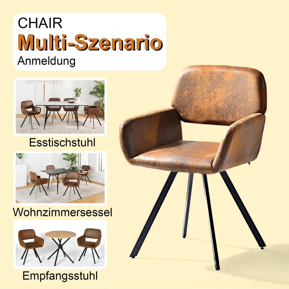 ARMLEHNSTUHL-SET 4 Stück braun - Braun, Holzwerkstoff/Textil (57/82/53cm) - Urban Meuble
