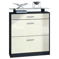 SCHUHSCHRANK Loret Front in Creme Hochglanz - Creme, Holzwerkstoff (89/104/23cm) - Vladon