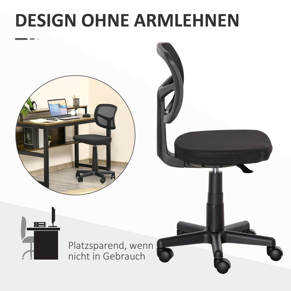 BÜROSTUHL Ergonomischer Schreibtischstuhl, Höhenverstellbarer Drehstuhl, Schwarz - Schwarz, Kunststoff/Textil (48/89.5/43cm) - Vinsetto