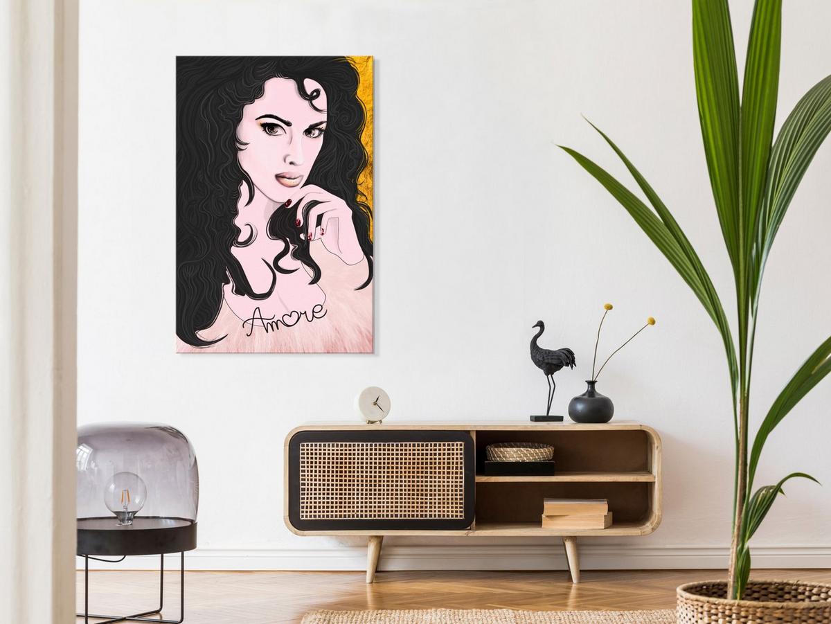 KUNSTDRUCK Rosa 60/90 cm - Pink/Schwarz, Textil (60/90cm) - KUNSTLOFT