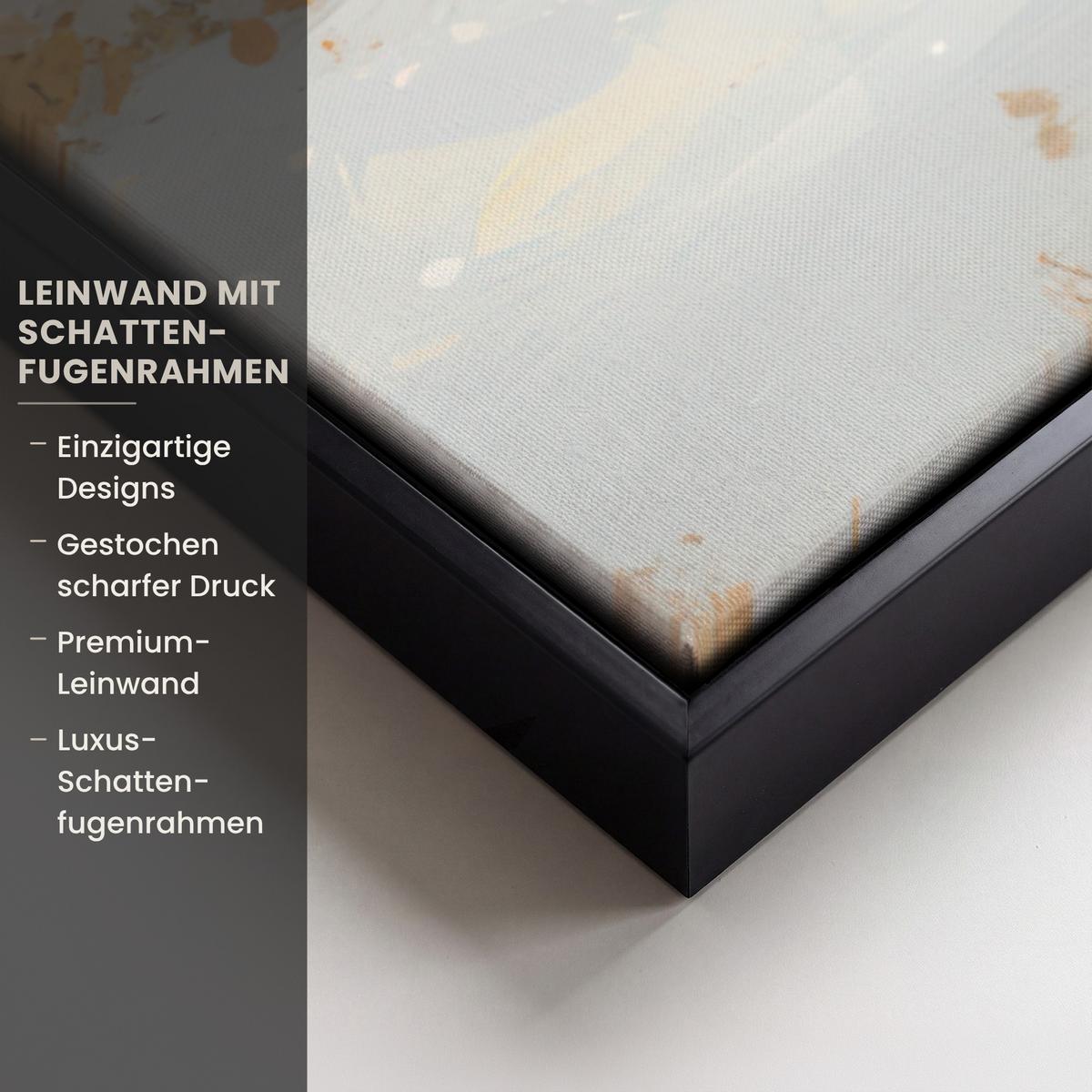 LEINWAND Bilder mit Rahmen - Weihnachten - Zuhause - Winter - Schnee - 90x90 - Creme, Textil (90/90cm) - MuchoWow