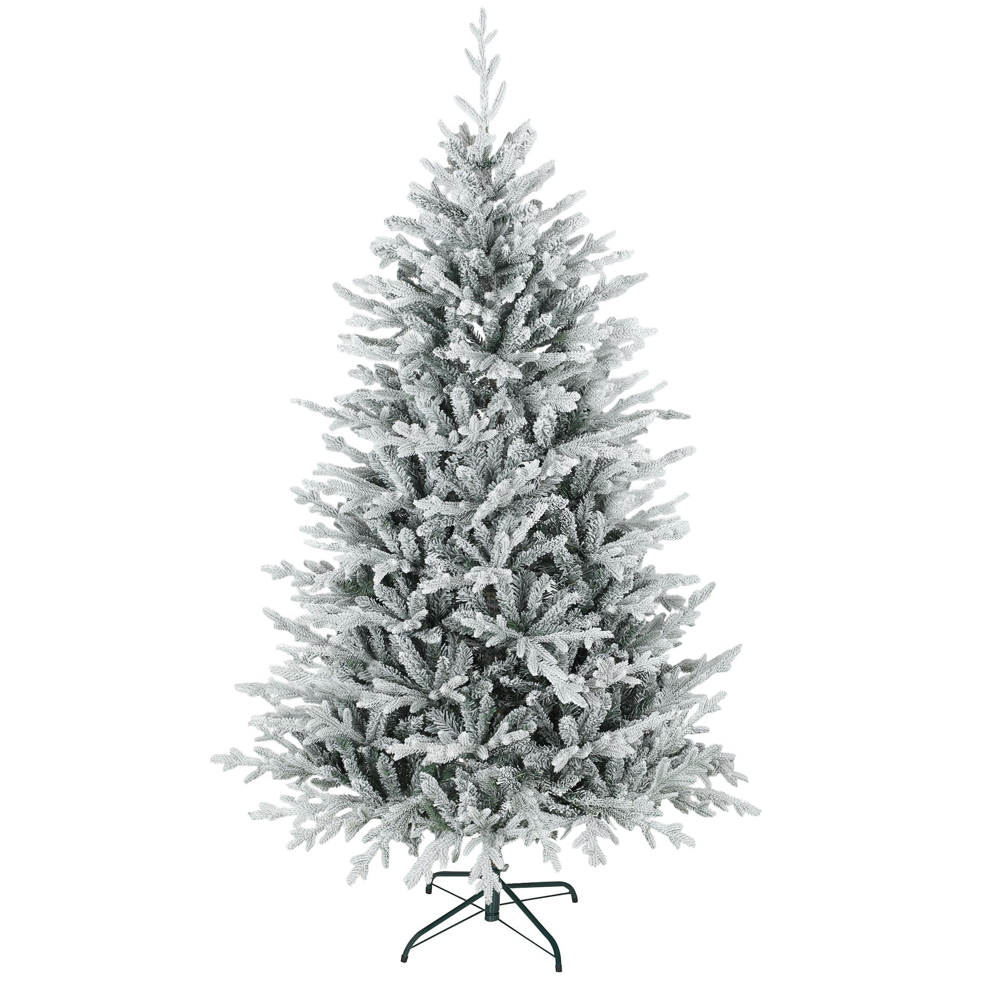 KÜNSTLICHER Weihnachtsbaum 180 cm künstlich Tannenbaum mit Schnee, 1976 Spitzen - Grün, Kunststoff (180cm) - HOMCOM