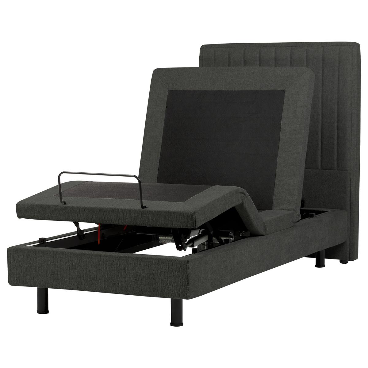BETT verstellbar 90/200 cm Stoff Dunkelgrau Castellan - Dunkelgrau, Textil (90/200cm) - Beliani