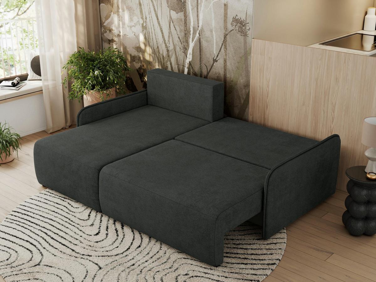 ECKSCHLAFSOFA ARPA L Dunkelgrau Struktur - links - Dunkelgrau/Schwarz, Kunststoff/Textil (198/150cm) - MKS