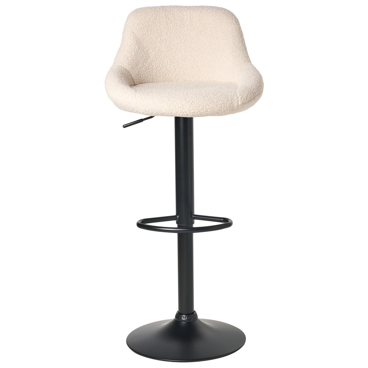 BARHOCKER 2er-Set Bouclé drehbar Hellbeige Medulin - Beige/Schwarz, Textil (47/83/39cm) - Beliani