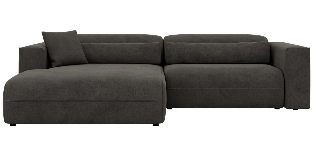 ECKSOFA PAZURRO L - Dunkelgrau Velvet - Links Seite - Dunkelgrau/Schwarz, Kunststoff/Textil (288/180cm) - MKS