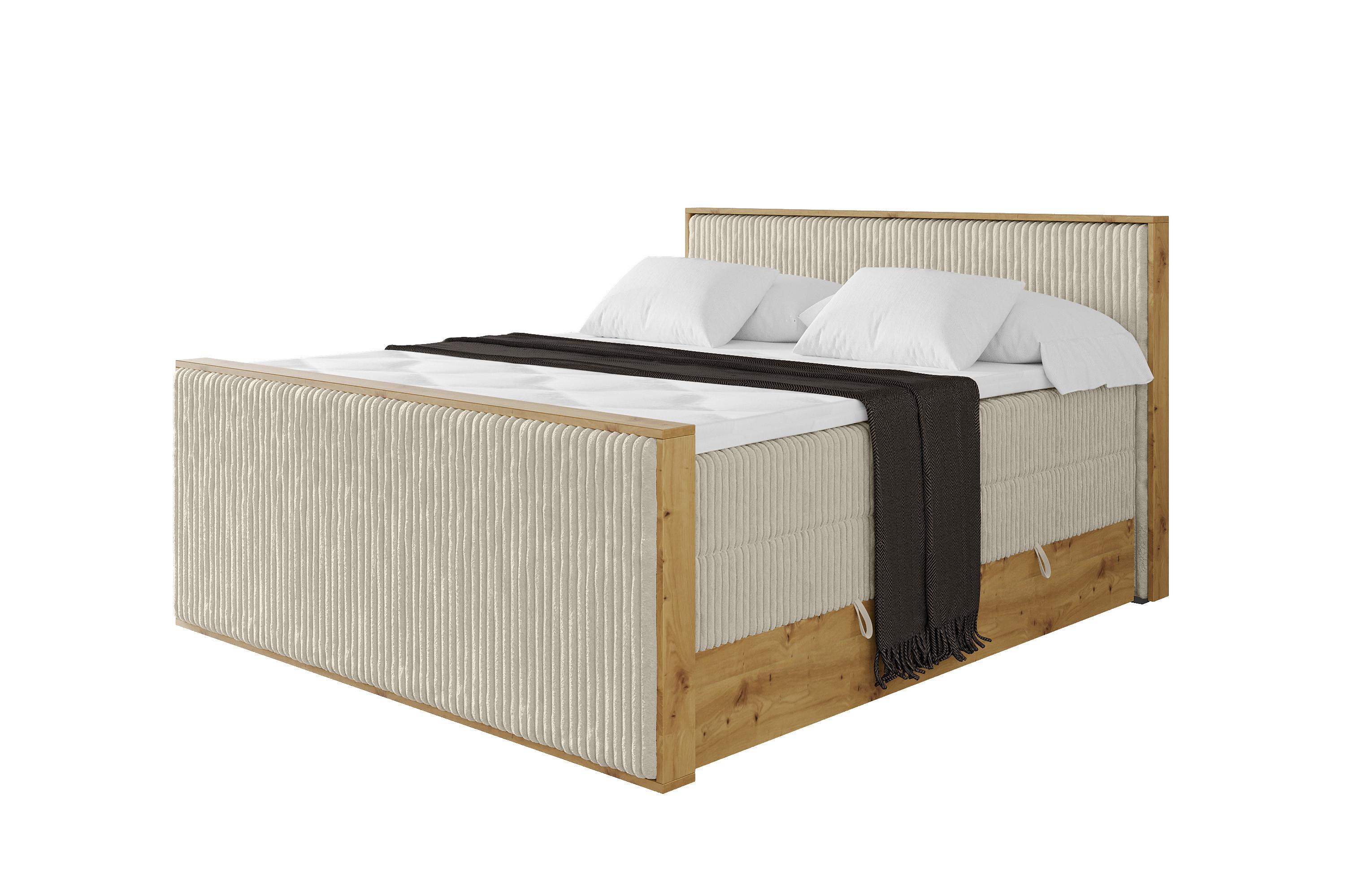 BOXSPRINGBETT LOLLI9 -Z-KING 120x200 - H3/H4 Creme - Beige, Holzwerkstoff (120/200cm) - ALTDECOR