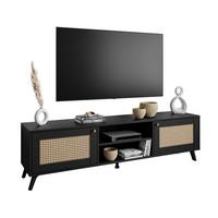 TV-ELEMENT VIENNA 3D mit Wiener Geflechtimitation / Schwarz - Schwarz, Holzwerkstoff (180/49/40cm) - Lookway