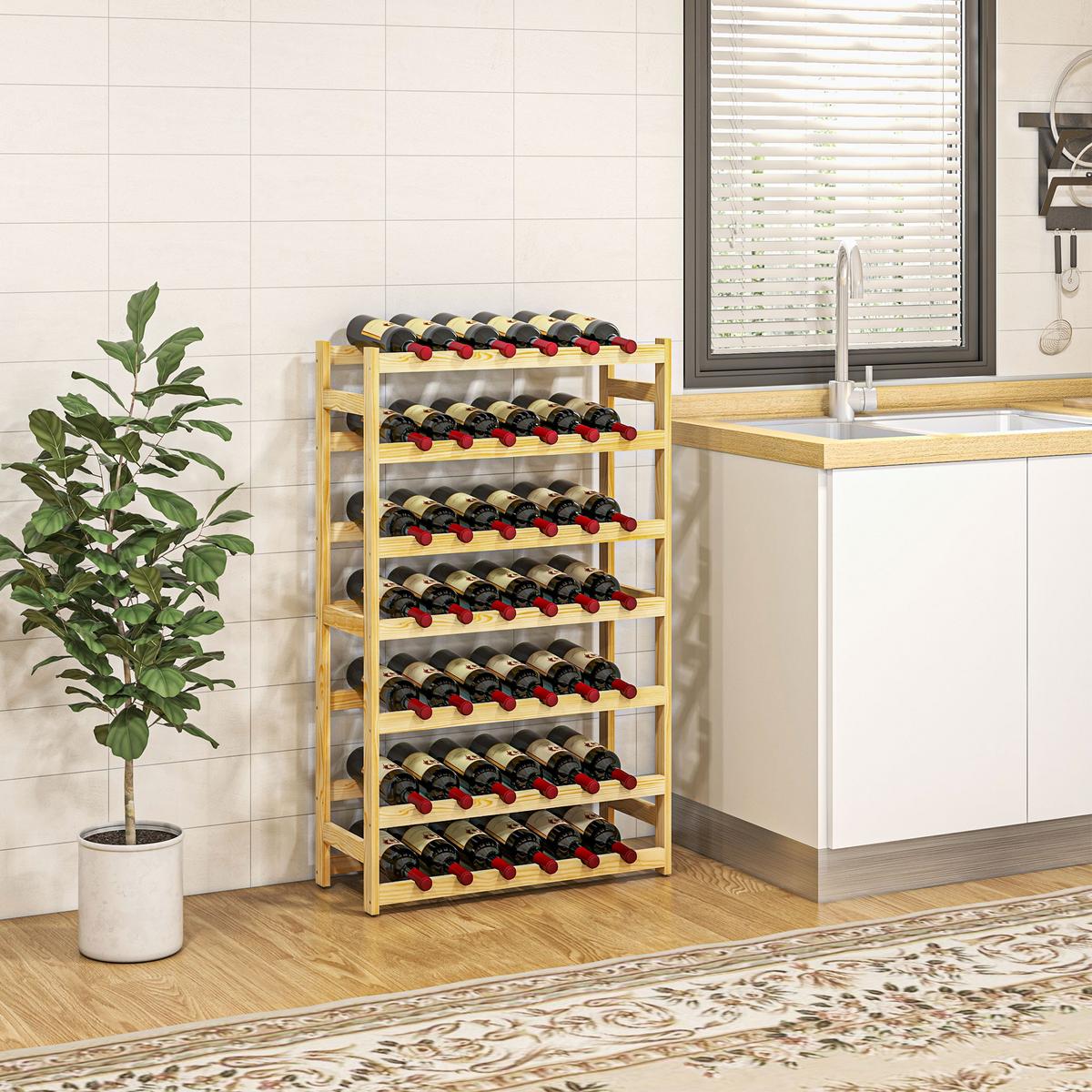 WEINREGAL, Kiefernholz, Naturholz - Naturfarben, Holz (25/102/63cm) - HOMCOM