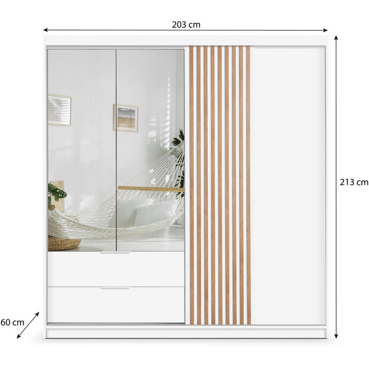 DREHTÜRENSCHRANK Madero mit Spiegel und 2 Schubladen, 203 cm, eiche Artisan - Eiche Artisan, Holzwerkstoff (203/213/60cm) - Beautysofa