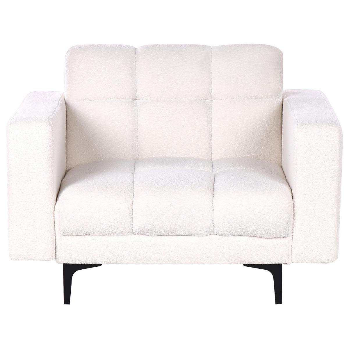 SESSEL Bouclé Weiß Alnes - Weiß, Textil (110/77/89cm) - Beliani