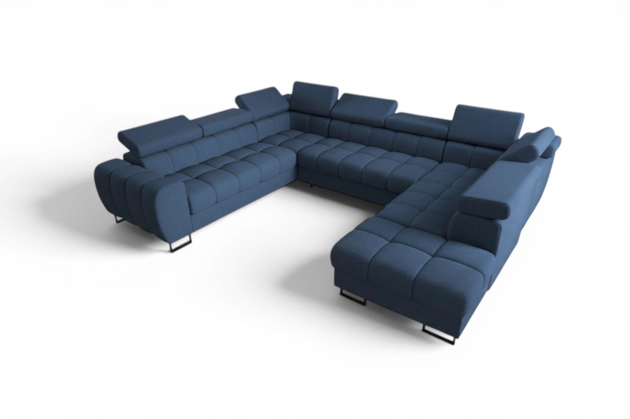 WOHNLANDSCHAFT Bastien Xl - Blau, Holzwerkstoff/Textil (350/95/265cm) - Fun Möbel