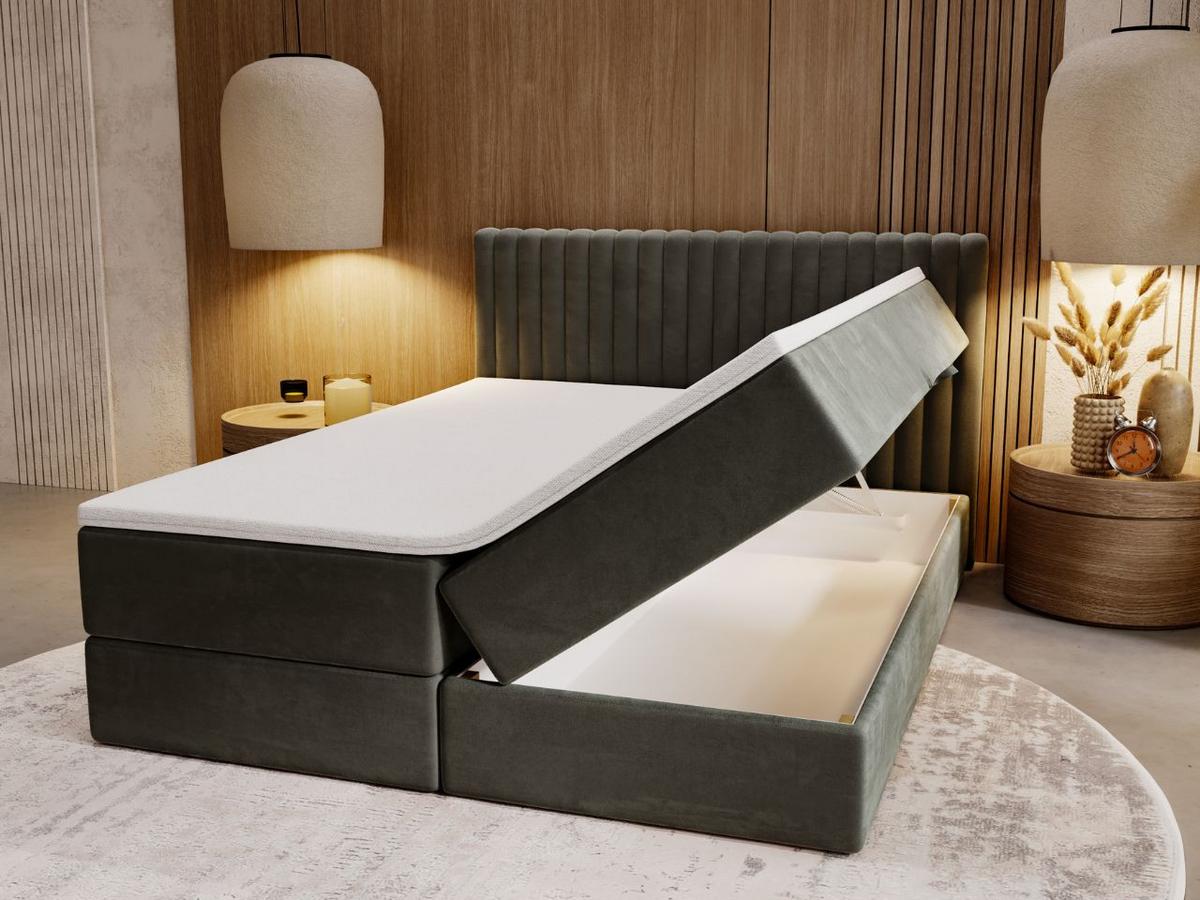 BOXBETT Marbella 200x200 Dunkelgrau - Dunkelgrau, Holz/Textil (200/200cm) - Graingold