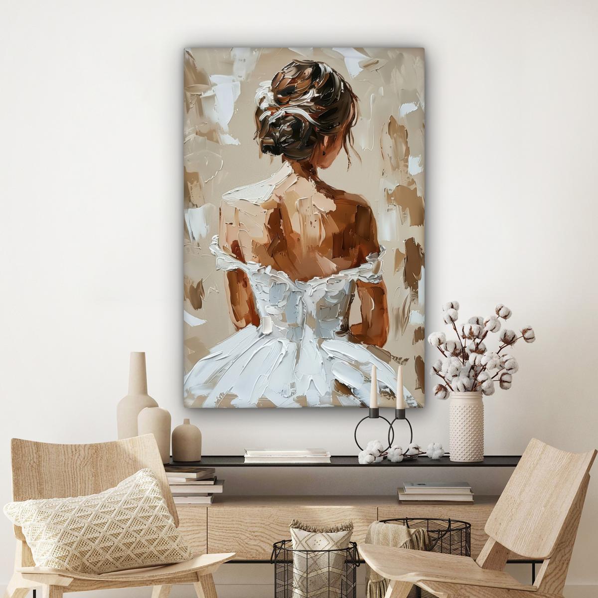 LEINWANDBILD Frau - Farbe - Abstrakt - Beige - Modern Deko XXL 80x120 cm - Sandfarben, Textil (80/120cm) - MuchoWow