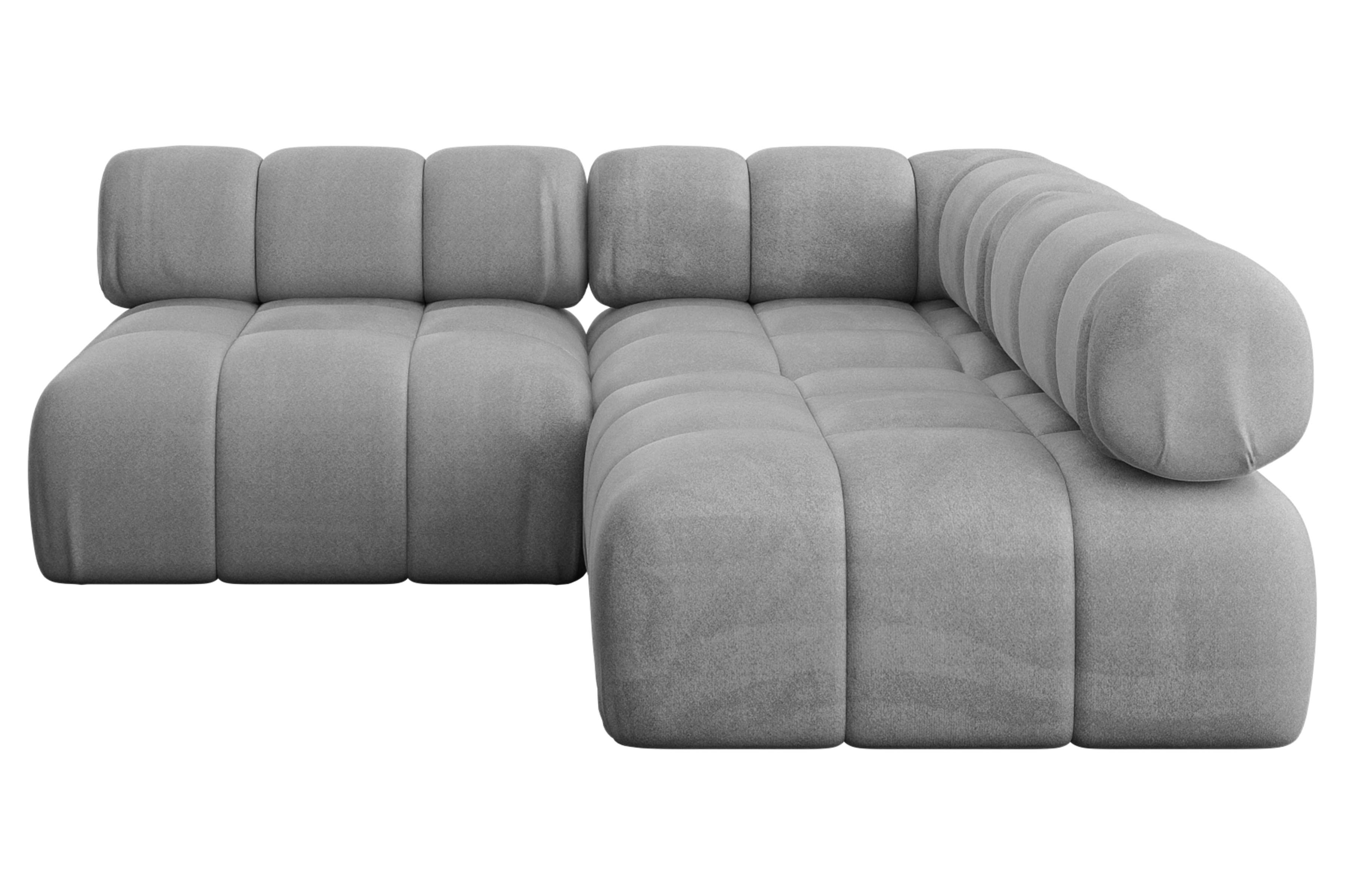 ECKSOFA modulares Sofa Samaro-L1 - 190x190x70 cm Hellgrau Velours - Hellgrau, Holzwerkstoff/Textil (190/190cm) - ALTDECOR