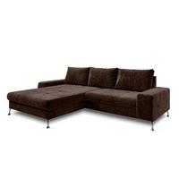 ECKSOFA L Form Artemia Braun Samt 275/192/81 cm – modernes Sofa fürs Wohnzimmer L - Silberfarben/Braun, Textil/Metall (192/275cm) - AX Living