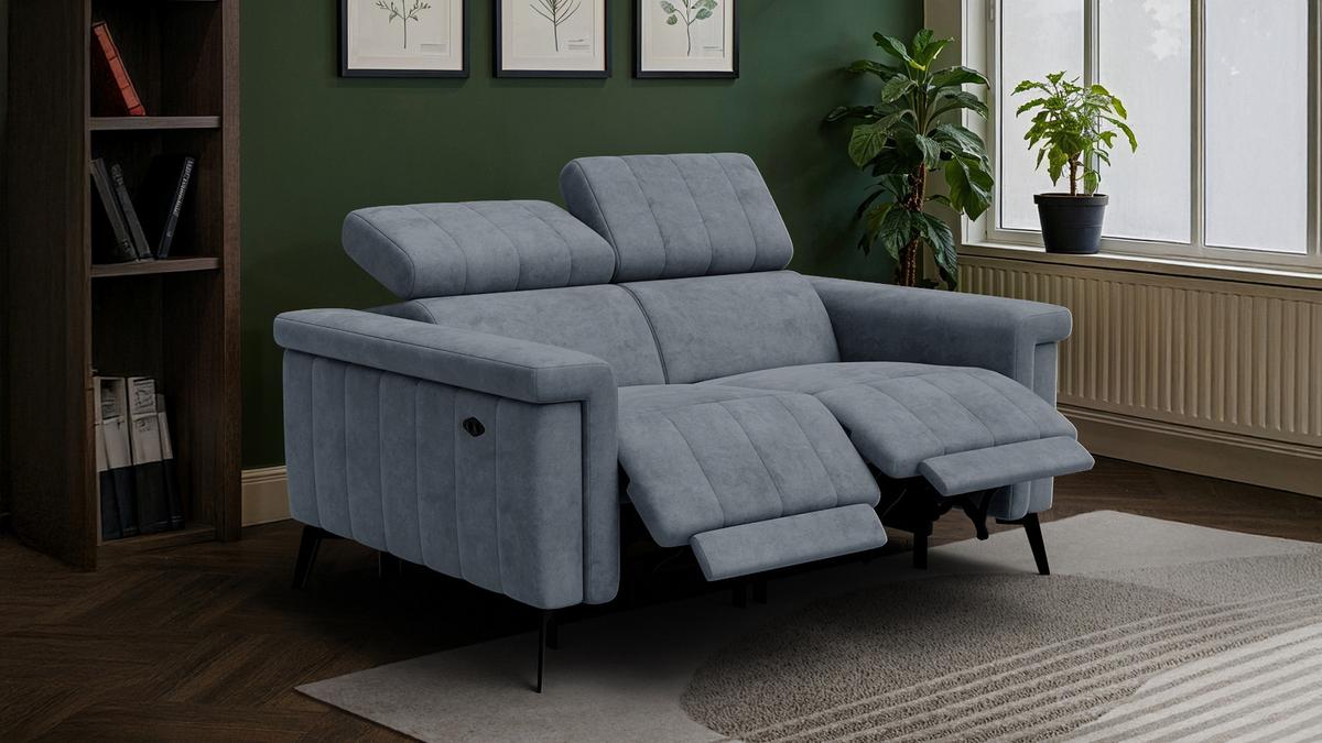 RELAXSOFA NORDEL 2-Sitzer, dunkelgrau - Dunkelgrau/Schwarz, Holz/Textil (150/80/105cm) - Wozimo