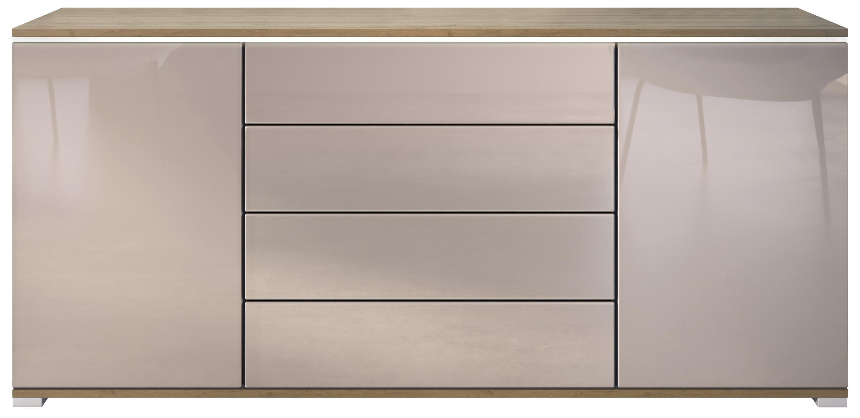 SIDEBOARD Faro Sandgrau Hochglanz - Sandfarben, Holzwerkstoff (166.5/75.5/35cm) - Vladon