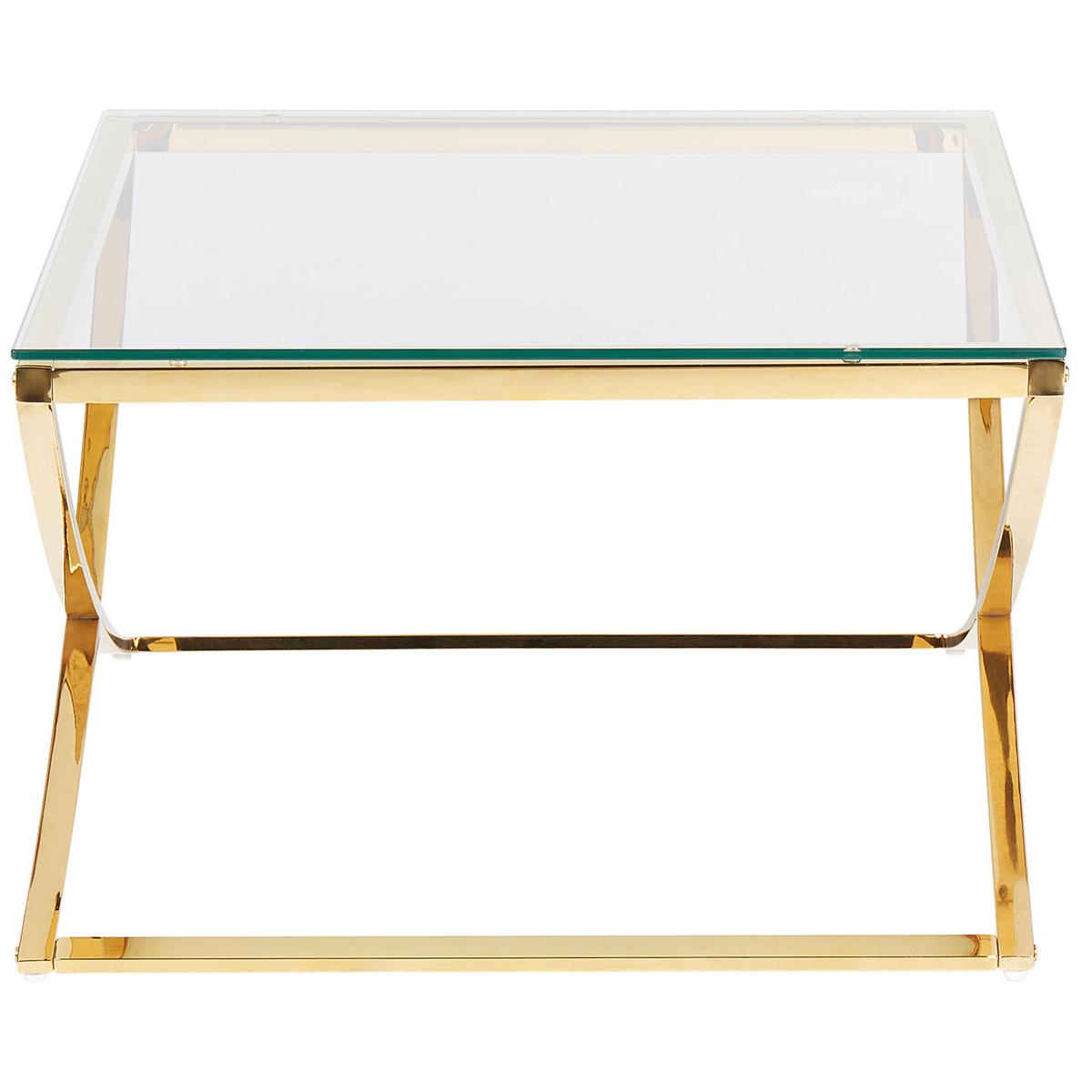 COUCHTISCH Glas/Edelstahl gold quadratisch 70/70 cm Ringgold - Goldfarben, Metall (70/70/45cm) - Beliani