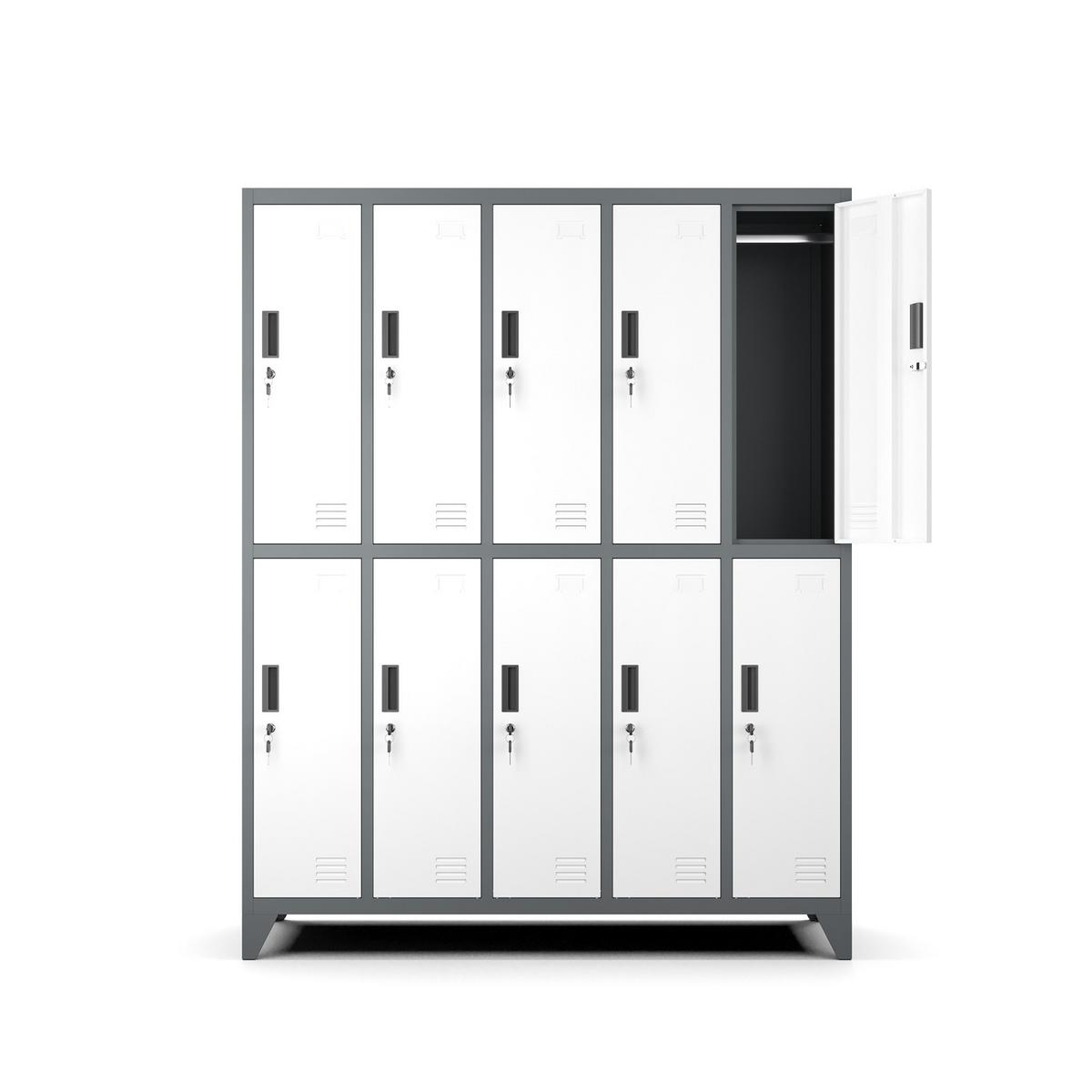 MEHRZWECKSCHRANK mit 10 Fächer Stahl Weiß Anthrazit 136x172x45cm - Anthrazit/Weiß, Metall (136/172/45cm) - Muralo