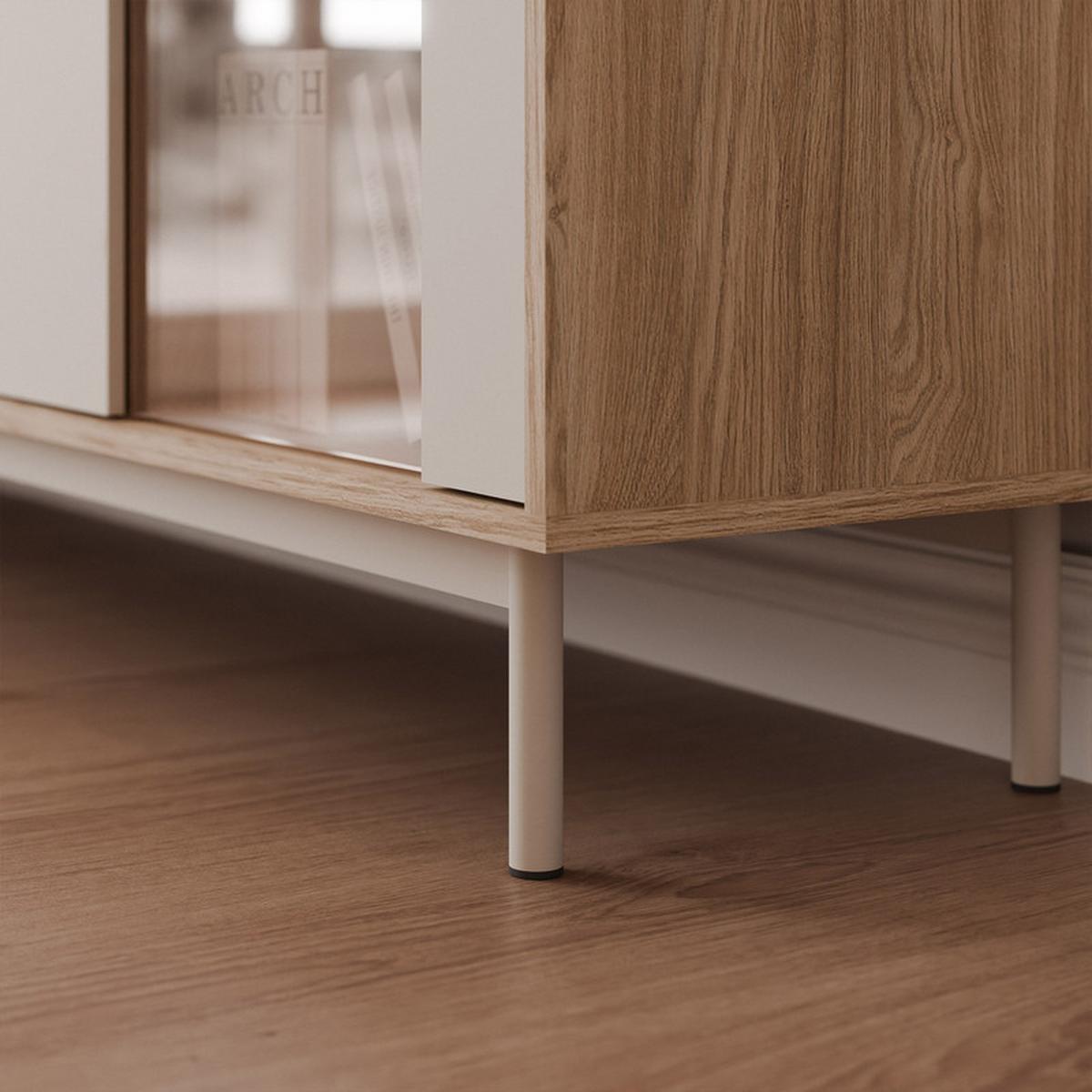 KOMMODE LUSSO 184 cm, Eiche / Kaschmir - Eichefarben, Holzwerkstoff/Metall (184/77/40cm) - Idohome