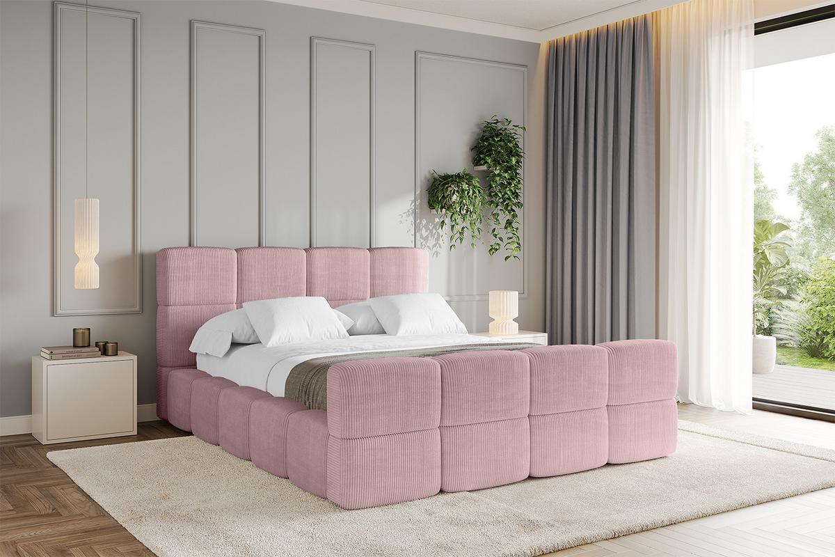 POLSTERBETT mit Bettkasten und Lattenrost, Bett mit Kopfteil, Boxbett ohne Matratze, Doppelbett mit Stauraum - NATA-Z 120x200 Rosa - Rosa, Holzwerkstoff/Textil (120/200cm) - ALTDECOR