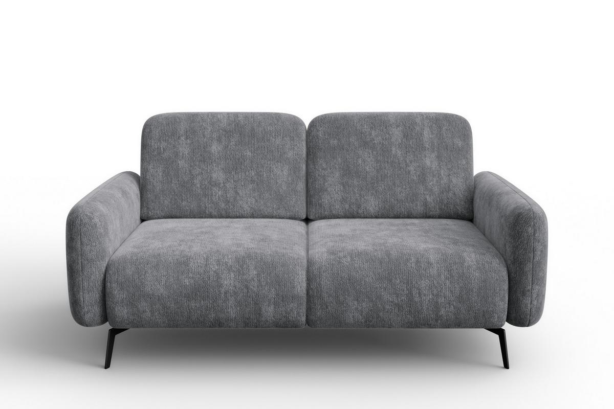 SOFA FEBE 2-Sitzer, grauer Chenille-Stoff - Schwarz/Grau, Holz/Textil (160/82/96cm) - Wozimo
