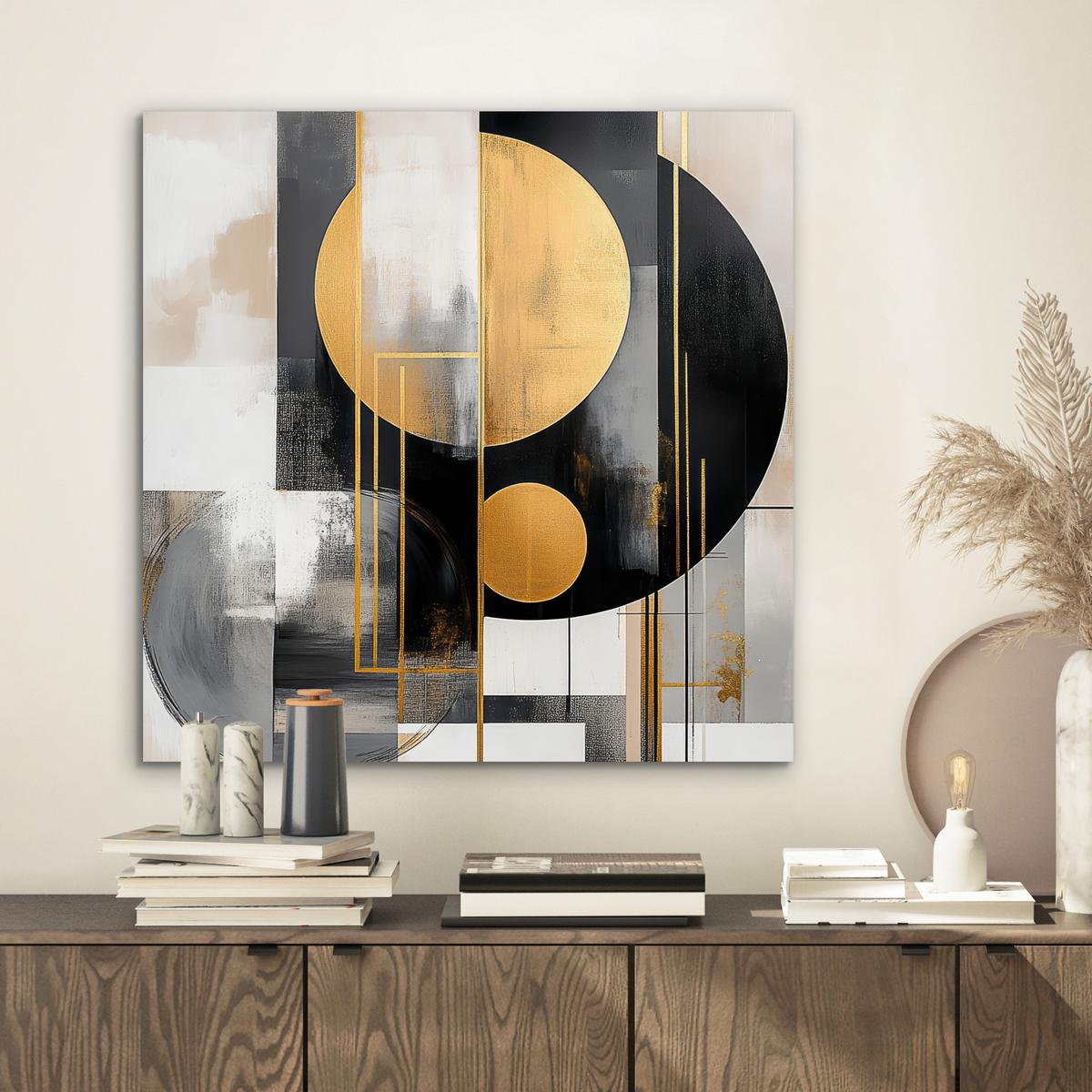METALLBILD Abstrakt - Gold - Silber - Formen - Ästhetisch - Modern 50x50 cm - Goldfarben, Metall (50/50cm) - MuchoWow