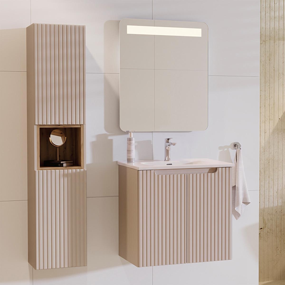 BADMÖBEL 60cm Riva 2er-Set Kaschmir - Beige, Holzwerkstoff (60/57/40cm) - Petits-meubles