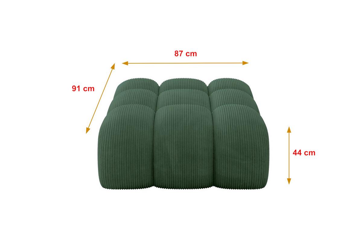 POUF OLEA-PUF 91x87x44 cm Grün Cord Modular Sitzhocker - Waldgrün/Schwarz, Holzwerkstoff/Kunststoff (91/44/87cm) - ALTDECOR