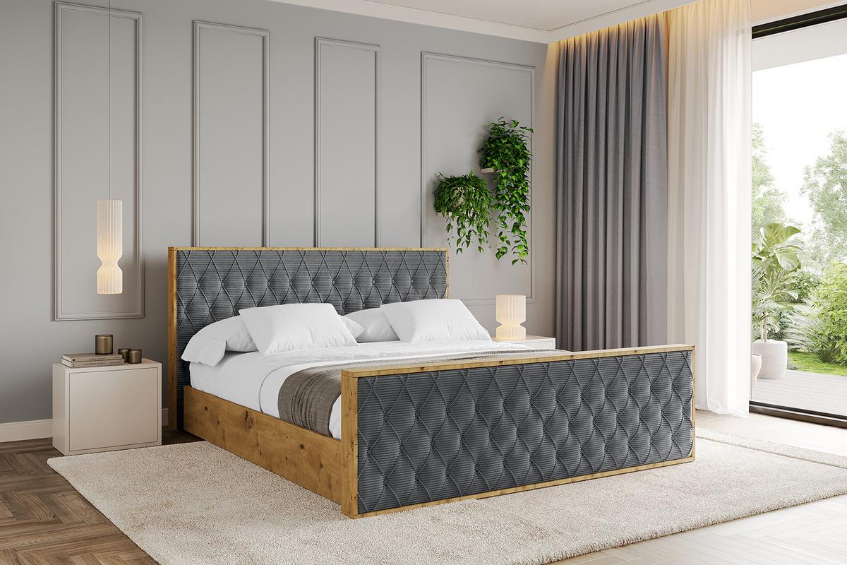 POLSTERBETT mit Bettkasten, Fußteil und Lattenrost, Boxbett ohne Matratze - ENZO5-Z 120x200 Dunkelgrau - Anthrazit, Holzwerkstoff/Textil (120/200cm) - ALTDECOR