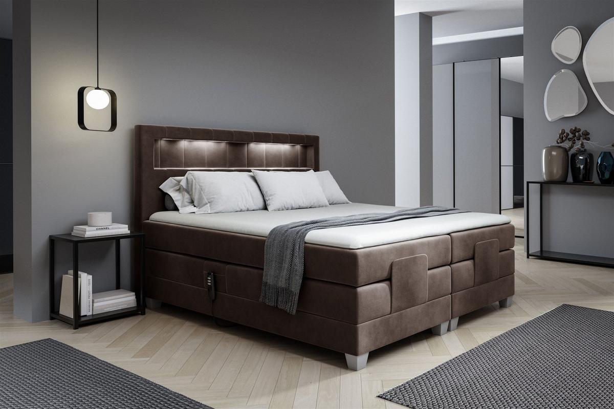 BOXSPRINGBETT Elektrisch Davide - Braun, Holzwerkstoff/Textil (140/200cm) - Fun Möbel