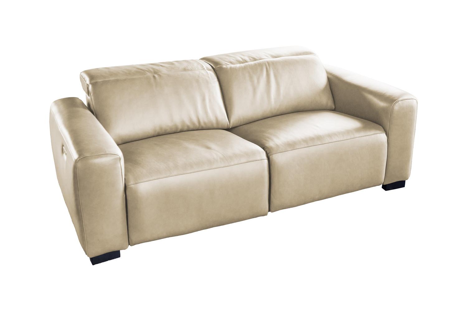 SOFA MIT RELAXFUNKTION FINN Cremeweiß Leder Relaxfunktion - Creme/Schwarz, Leder/Kunststoff (210/80/107cm) - KAWOLA