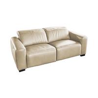 SOFA MIT RELAXFUNKTION FINN Cremeweiß Leder Relaxfunktion - Creme/Schwarz, Leder/Kunststoff (210/80/107cm) - KAWOLA