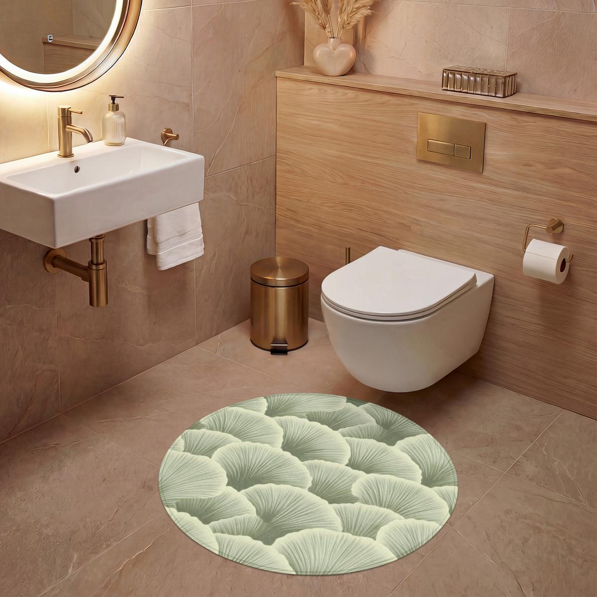 WC-VORLEGER Fächer - Blatt - Grün Toilettenteppich 70x70 cm - Pastellgrün, Textil (70/1cm) - OnlyWow