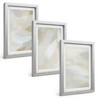 BILDER SET 3er Set - 20x30 cm Silberner Rahmen - Abstrakter Pinselhintergrund - Silberfarben, Kunststoff (20/30cm) - TULUP