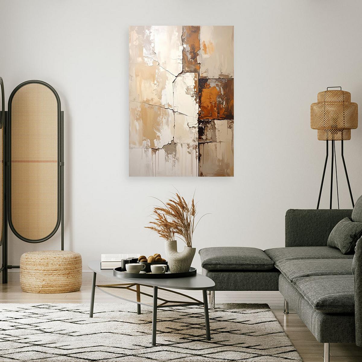 WANDBILD, Moderne Abstrakt in Beige - Beige, Textil (30/45cm) - Feeby