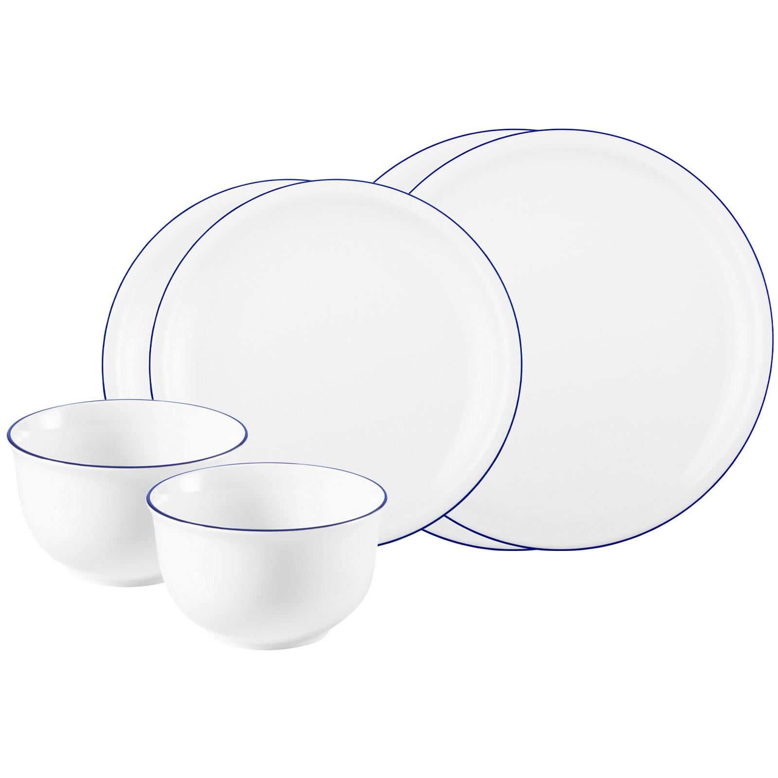 BASIC-SET Compact Blaurand weiß-blau 6-tlg. - Blau/Weiß, Keramik (2/2/2cm) - Seltmann Weiden